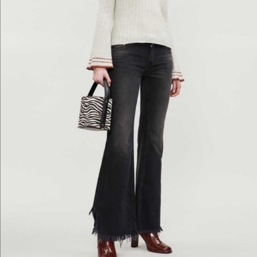 We The Free Free People Black Flare Jeans Sz 24